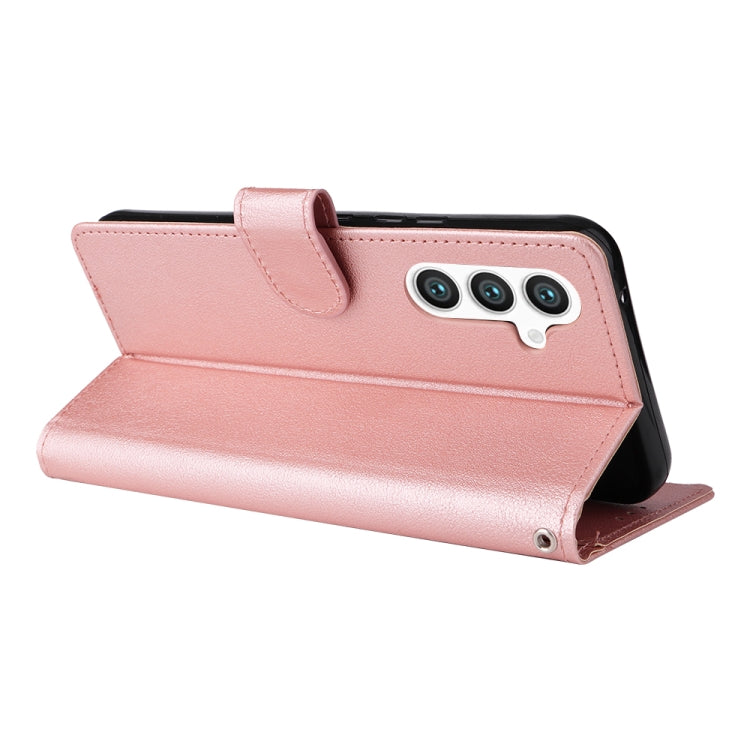 For Samsung Galaxy S25 5G 3-Card Slots Multifunctional Leather Phone Case(Rose Gold) by buy2fix
