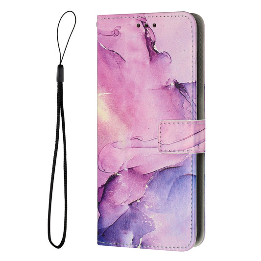 For Samsung Galaxy S25 Ultra 5G Painted Marble Pattern Leather Phone Case(Purple) by buy2fix