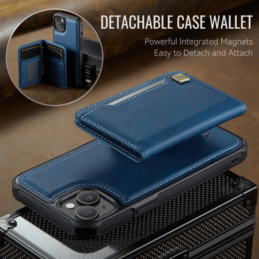 For iPhone 13 AutSpace A13 MagSafe Magnetic RFID Flip Card Bag Phone Case(Blue) - iPhone 13 Cases by AutSpace | Online Shopping UK | buy2fix