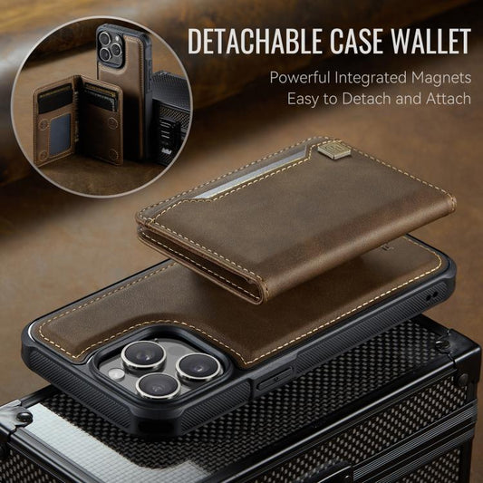 For iPhone 12 Pro AutSpace A13 MagSafe Magnetic RFID Flip Card Bag Phone Case(Coffee) - iPhone 12 / 12 Pro Cases by AutSpace | Online Shopping UK | buy2fix