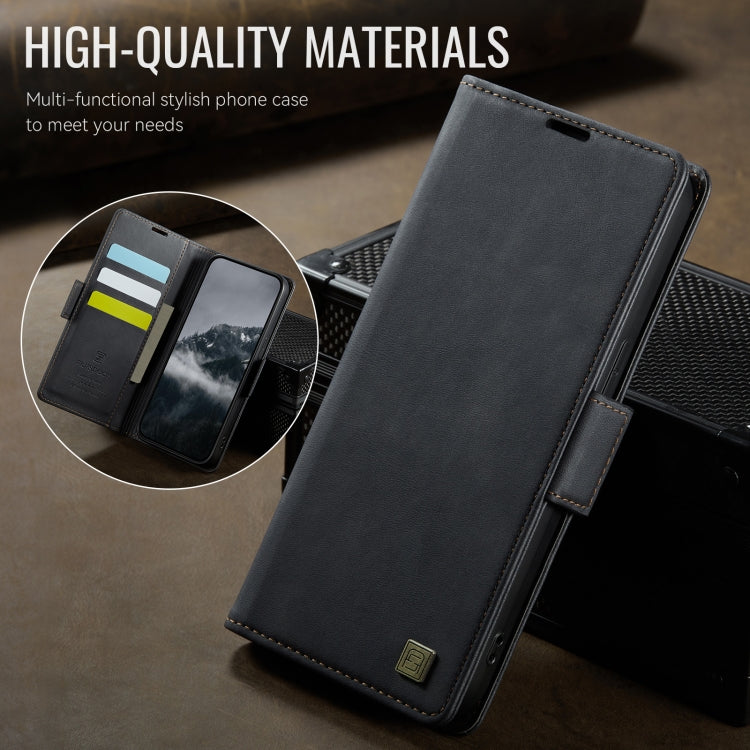 For iPhone 14 Plus AutSpace A11 Side Buckle MagSafe Magnetic RFID Phone Leather Case(Black) - iPhone 14 Plus Cases by AutSpace | Online Shopping UK | buy2fix