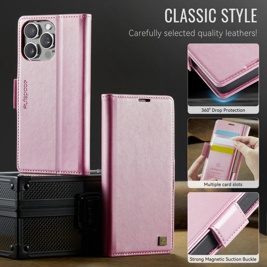 For iPhone 13 Pro AutSpace A11 Side Buckle MagSafe Magnetic RFID Phone Leather Case(Rose Gold) - iPhone 13 Pro Cases by AutSpace | Online Shopping UK | buy2fix