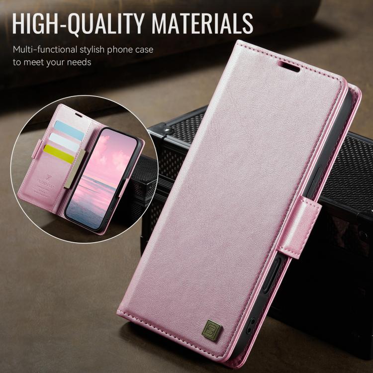 For iPhone 17 AutSpace A11 Side Buckle MagSafe Magnetic RFID Phone Leather Case(Rose Gold) - iPhone 17 Cases by AutSpace | Online Shopping UK | buy2fix
