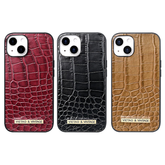 For iPhone 16 Pro VIETAO Alligator Texture PU Phone Case(Brown) by VIETAO