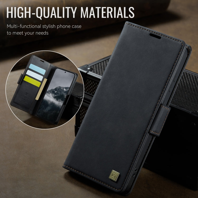 For Samsung Galaxy S25+ 5G AutSpace A11 Side Buckle MagSafe Magnetic RFID Phone Leather Case(Black) by AutSpace