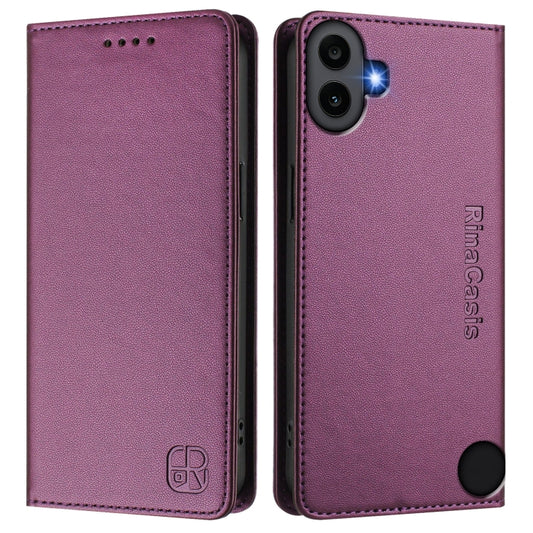For Nothing CMF Phone 1 RC01 Dual-Folded Magnetic Suction RFID Leather Phone Case(Violet) - Nothing Cases by buy2fix | Online Shopping UK | buy2fix