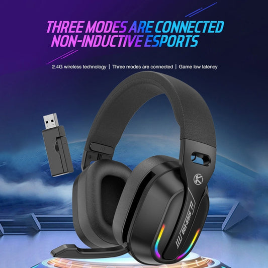 Bluetooth 5.4 Head-mounted RGB Wireless Bluetooth Gaming Headset With Transmitter(Black) - Headset & Headphone by buy2fix | Online Shopping UK | buy2fix