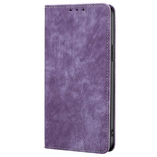 For Samsung Galaxy S25 Ultra 5G RFID Anti-theft Brush Magnetic Leather Phone Case(Purple) by buy2fix