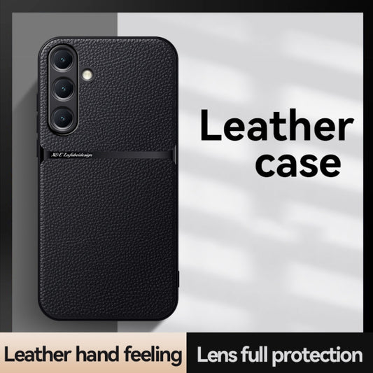 For Samsung Galaxy S25 5G Litchi Leather Magnetic Full Coverage Shockproof Phone Case(Navy Blue) by buy2fix