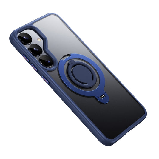 For Samsung Galaxy S25+ 5G Frosted MagSafe Phone Case with 360 Degree Rotating Holder(Blue) by buy2fix