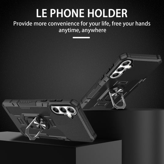 For Samsung Galaxy S25 5G Ring Holder Armor Hybrid Phone Case(Black) by buy2fix