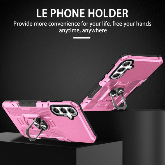 For Samsung Galaxy S25 5G Ring Holder Armor Hybrid Phone Case(Pink) by buy2fix