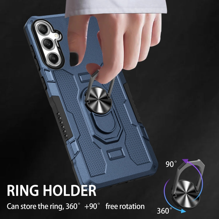 For Samsung Galaxy S25 5G Ring Holder Armor Hybrid Phone Case(Blue) by buy2fix