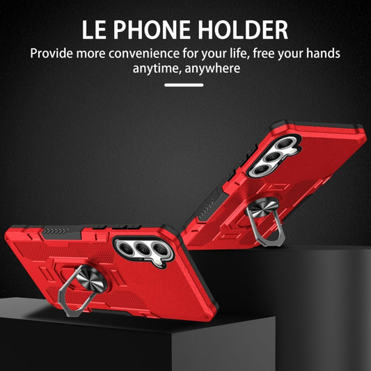 For Samsung Galaxy S25 5G Ring Holder Armor Hybrid Phone Case(Red) by buy2fix