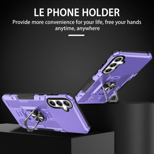 For Samsung Galaxy S25 5G Ring Holder Armor Hybrid Phone Case(Purple) by buy2fix