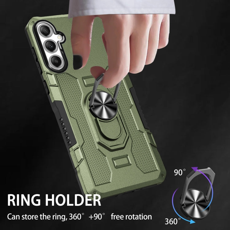 For Samsung Galaxy S25+ 5G Ring Holder Armor Hybrid Phone Case(Green) by buy2fix