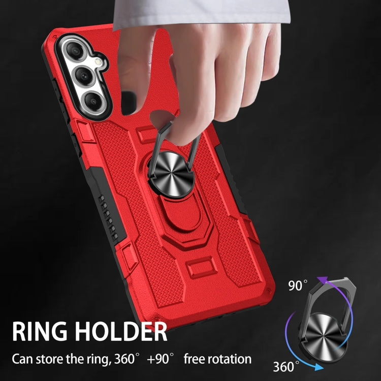 For Samsung Galaxy S25+ 5G Ring Holder Armor Hybrid Phone Case(Red) by buy2fix