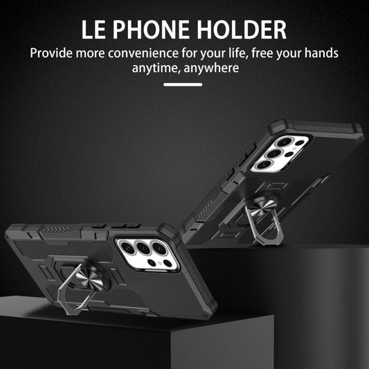 For Samsung Galaxy S25 Ultra 5G Ring Holder Armor Hybrid Phone Case(Black) by buy2fix