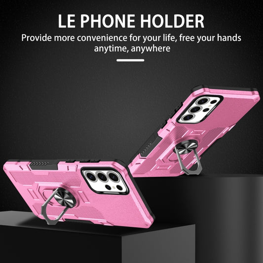 For Samsung Galaxy S25 Ultra 5G Ring Holder Armor Hybrid Phone Case(Pink) by buy2fix