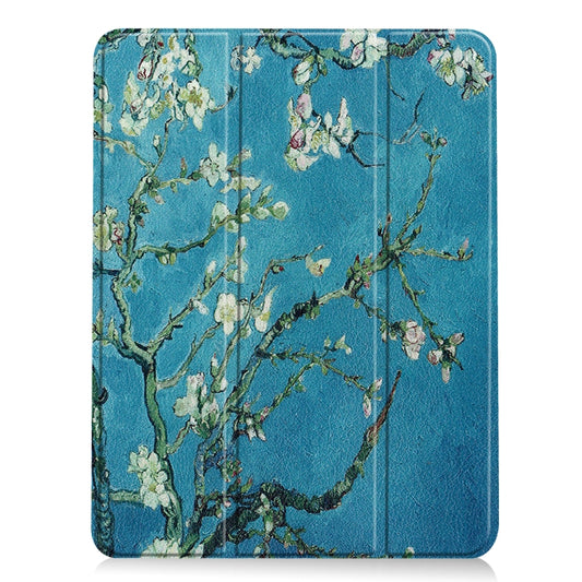 For iPad Air 11 2024 / 2022 / 2020 10.9 TPU Colored Drawing Horizontal Flip Leather Case with Three-folding Holder & Sleep / Wake-up Function(Apricot Flower) by buy2fix