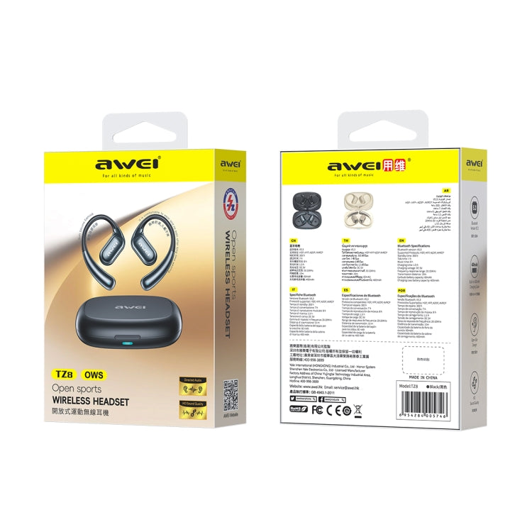 awei TZ8 OWS Open Wireless Bluetooth Earphone(Black) - Bluetooth Earphone by awei | Online Shopping UK | buy2fix