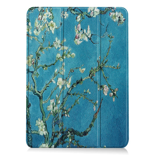 For iPad Air 11 2024 / 2022 / 2020 10.9 Colored Drawing Horizontal Flip Leather Case with Three-folding Holder & Sleep / Wake-up Function(Apricot Flower) by buy2fix