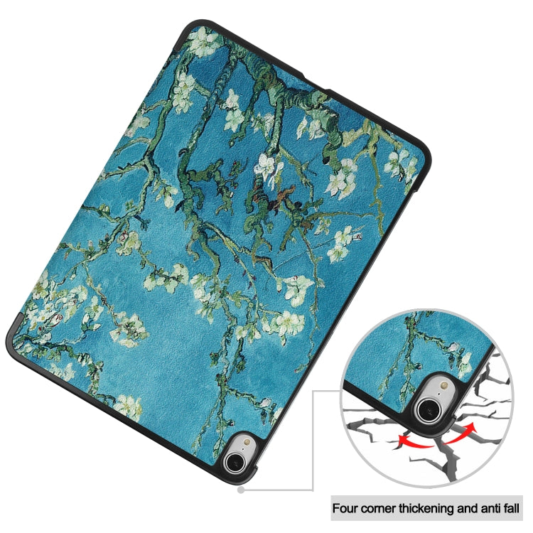 For iPad Air 11 2024 / 2022 / 2020 10.9 Colored Drawing Horizontal Flip Leather Case with Three-folding Holder & Sleep / Wake-up Function(Apricot Flower) by buy2fix