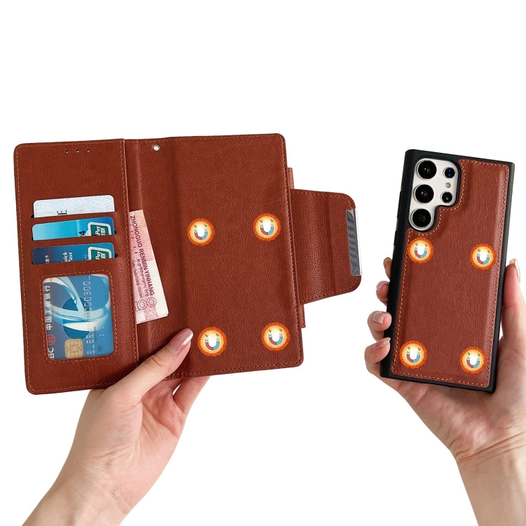 For Samsung Galaxy S25+ 5G Multifunctional 7-Card Wallet Leather Phone Case(Brown) by buy2fix