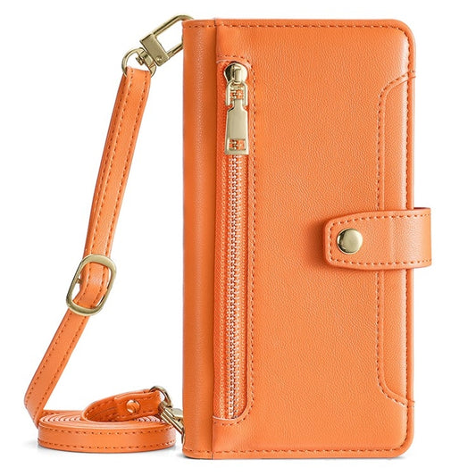 For Samsung Galaxy S25+ 5G Sheep Texture Cross-body Zipper Wallet Leather Phone Case(Orange) by buy2fix