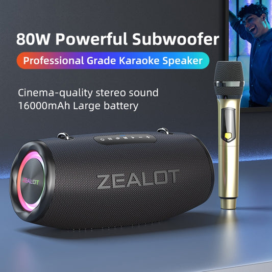 Zealot S87M 80W Portable Outdoor RGB Bluetooth Speaker with Microphone(Black) - Waterproof Speaker by ZEALOT | Online Shopping UK | buy2fix