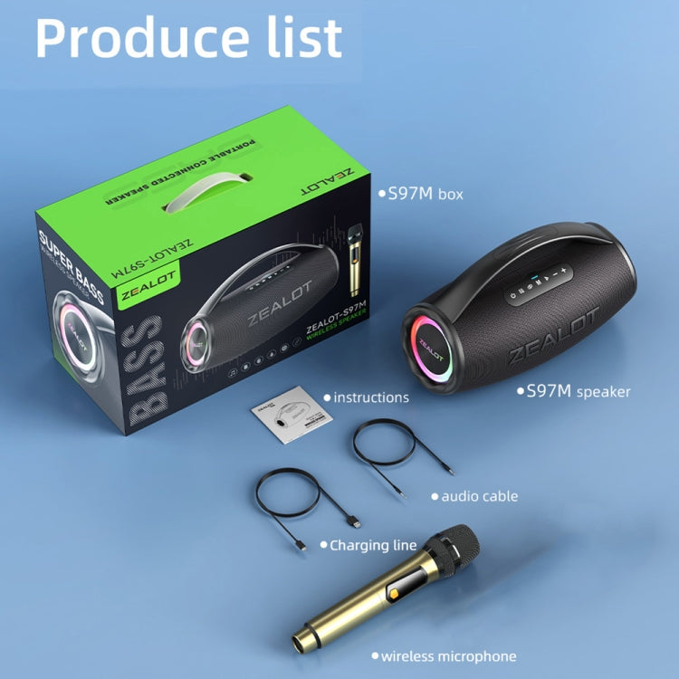 Zealot S97M 80W Outdoor Portable RGB Bluetooth Speaker with Microphone(Black) - Waterproof Speaker by ZEALOT | Online Shopping UK | buy2fix