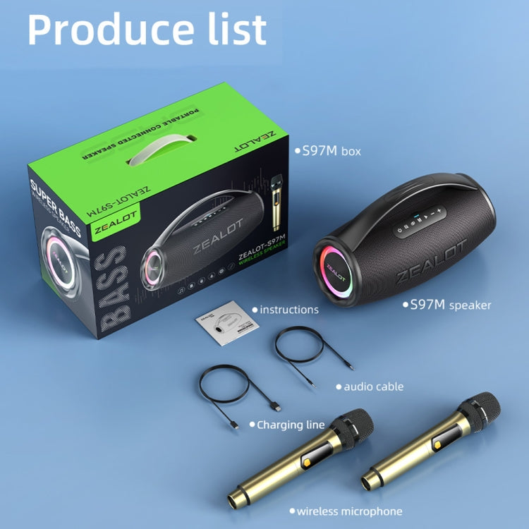 Zealot S97M 80W Outdoor Portable RGB Bluetooth Speaker with Dual Microphones(Black) - Waterproof Speaker by ZEALOT | Online Shopping UK | buy2fix