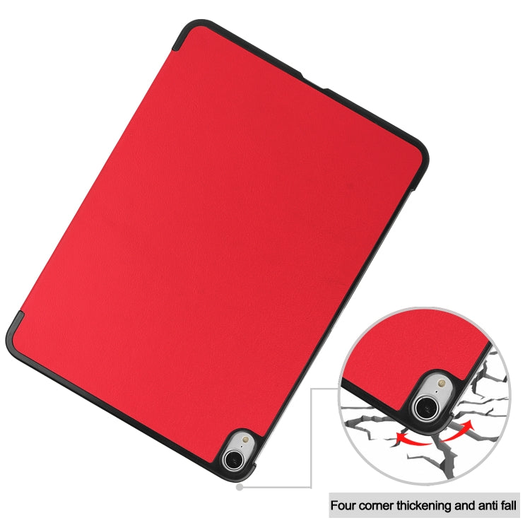 For iPad Air 11 2024 / 2022 / 2020 10.9 Custer Texture Horizontal Flip Leather Case with Three-folding Holder & Sleep / Wake-up Function(Red) by buy2fix