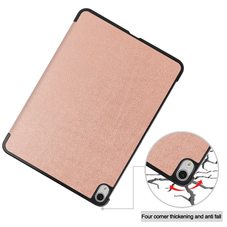 For iPad Air 11 2024 / 2022 / 2020 10.9 Custer Texture Horizontal Flip Leather Case with Three-folding Holder & Sleep / Wake-up Function(Rose Gold) by buy2fix