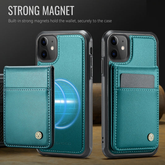 For iPhone 11 JEEHOOD J06 British Style RFID MagSafe Card Bag PU Phone Case(Green) - iPhone 11 Cases by JEEHOOD | Online Shopping UK | buy2fix