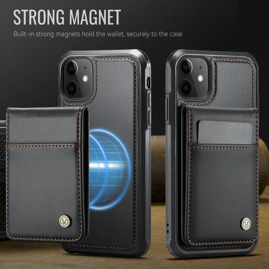For iPhone 11 JEEHOOD J06 British Style RFID MagSafe Card Bag PU Phone Case(Black) - iPhone 11 Cases by JEEHOOD | Online Shopping UK | buy2fix