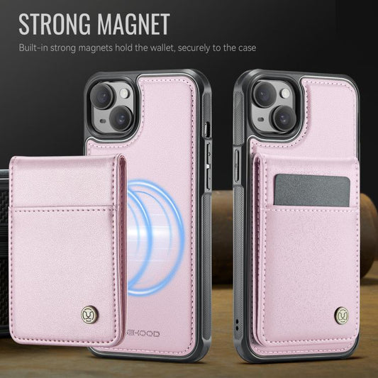 For iPhone 13 JEEHOOD J06 British Style RFID MagSafe Card Bag PU Phone Case(Pink) - iPhone 13 Cases by JEEHOOD | Online Shopping UK | buy2fix