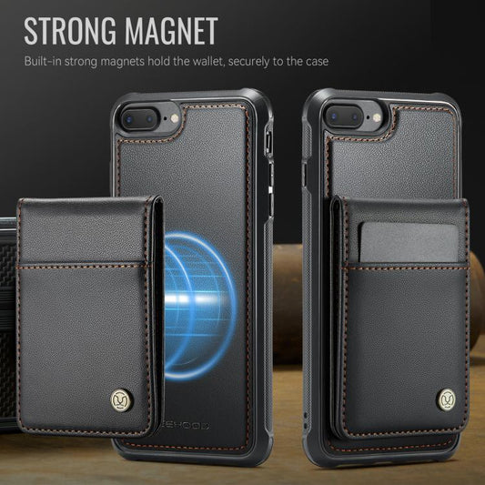 For iPhone 8 Plus / 7 Plus JEEHOOD J06 British Style RFID MagSafe Card Bag PU Phone Case(Black) - More iPhone Cases by JEEHOOD | Online Shopping UK | buy2fix