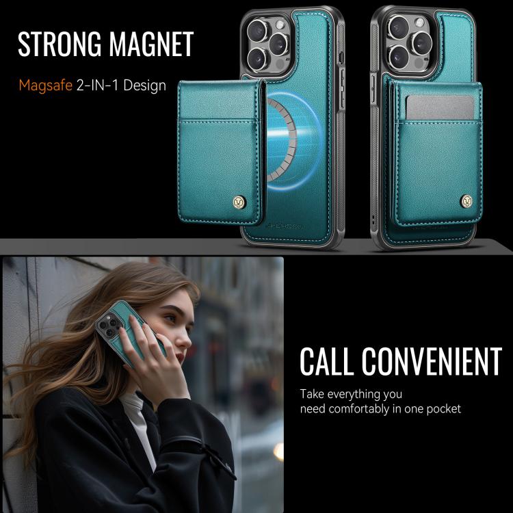 For iPhone 12 Pro Max JEEHOOD J06 British Style RFID MagSafe Card Bag PU Phone Case(Green) - iPhone 12 Pro Max Cases by JEEHOOD | Online Shopping UK | buy2fix