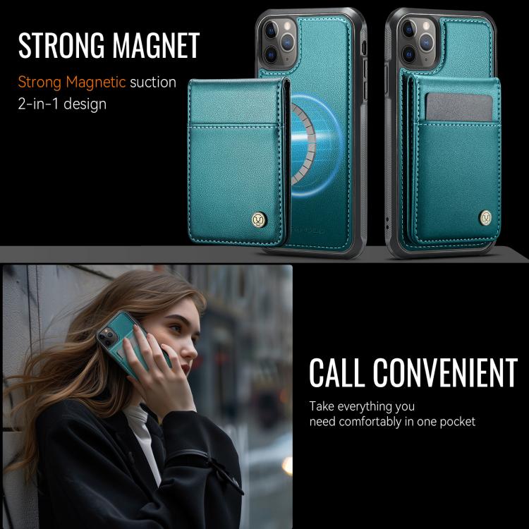 For iPhone 11 Pro JEEHOOD J06 British Style RFID MagSafe Card Bag PU Phone Case(Green) - iPhone 11 Pro Cases by JEEHOOD | Online Shopping UK | buy2fix