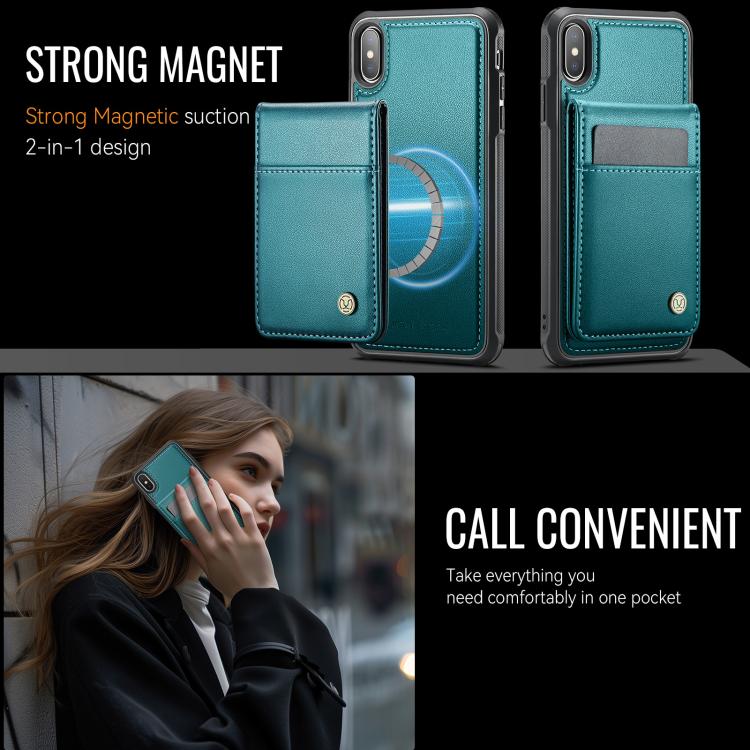 For iPhone XS Max JEEHOOD J06 British Style RFID MagSafe Card Bag PU Phone Case(Green) - More iPhone Cases by JEEHOOD | Online Shopping UK | buy2fix