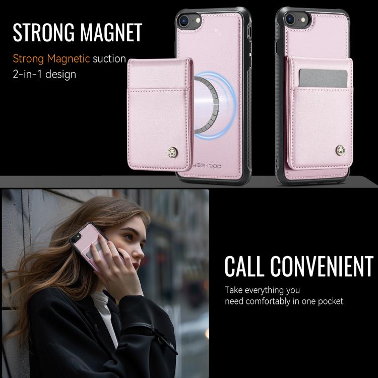 For iPhone SE 2022 / SE 2020 / 8 JEEHOOD J06 British Style RFID MagSafe Card Bag PU Phone Case(Pink) - iPhone SE 2022 / 2020 / 8 / 7 Cases by JEEHOOD | Online Shopping UK | buy2fix