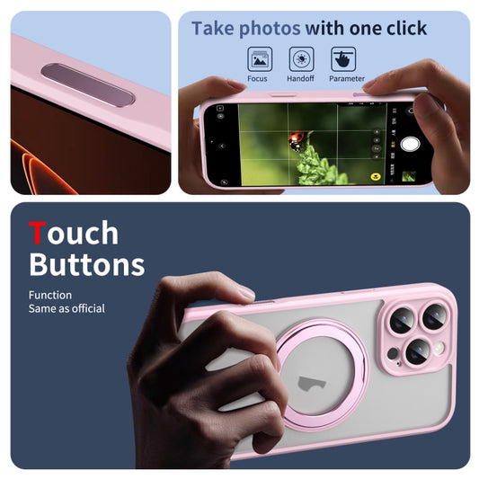 For iPhone 16 Pro Max Translucent Frosted MagSafe Rotating Holder Phone Case with AI Button(Pink) - iPhone 16 Pro Cases by buy2fix | Online Shopping UK | buy2fix