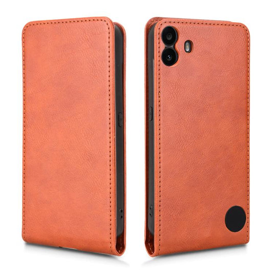 For Nothing CMF Phone 1 Magnetic Vertical Flip Leather Phone Case(Brown) - Nothing Cases by buy2fix | Online Shopping UK | buy2fix