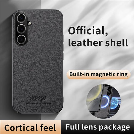 For Samsung Galaxy S25 5G HUIYI Leather Magnetic Phone Case(Blue) by buy2fix