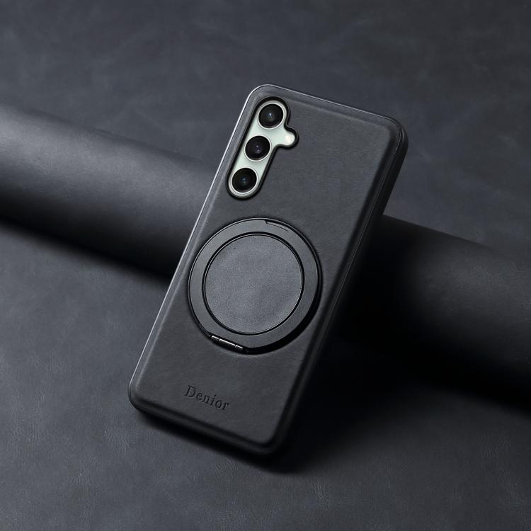For Samsung Galaxy S24 FE 5G Denior A14 Skin Feel Rotating Holder MagSafe Phone Case(Black) - Galaxy S24 FE 5G Cases by Denior | Online Shopping UK | buy2fix