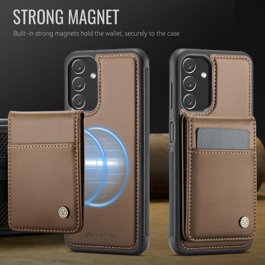 For Samsung Galaxy A13 5G JEEHOOD J06 British Style RFID MagSafe Card Bag PU Phone Case(Brown) - Galaxy Phone Cases by JEEHOOD | Online Shopping UK | buy2fix