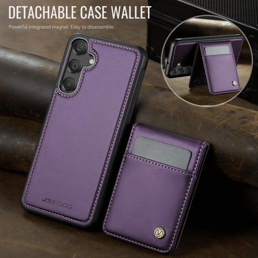 For Samsung Galaxy A25 5G JEEHOOD J06 British Style RFID MagSafe Card Bag PU Phone Case(Purple) - Galaxy Phone Cases by JEEHOOD | Online Shopping UK | buy2fix