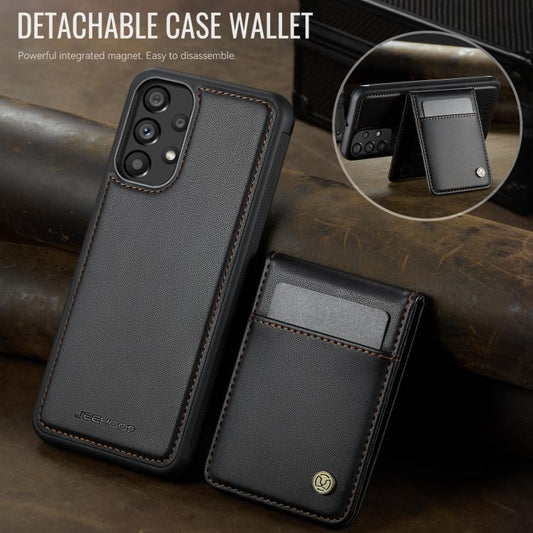 For Samsung Galaxy A23 4G / 5G JEEHOOD J06 British Style RFID MagSafe Card Bag PU Phone Case(Black) - Galaxy Phone Cases by JEEHOOD | Online Shopping UK | buy2fix