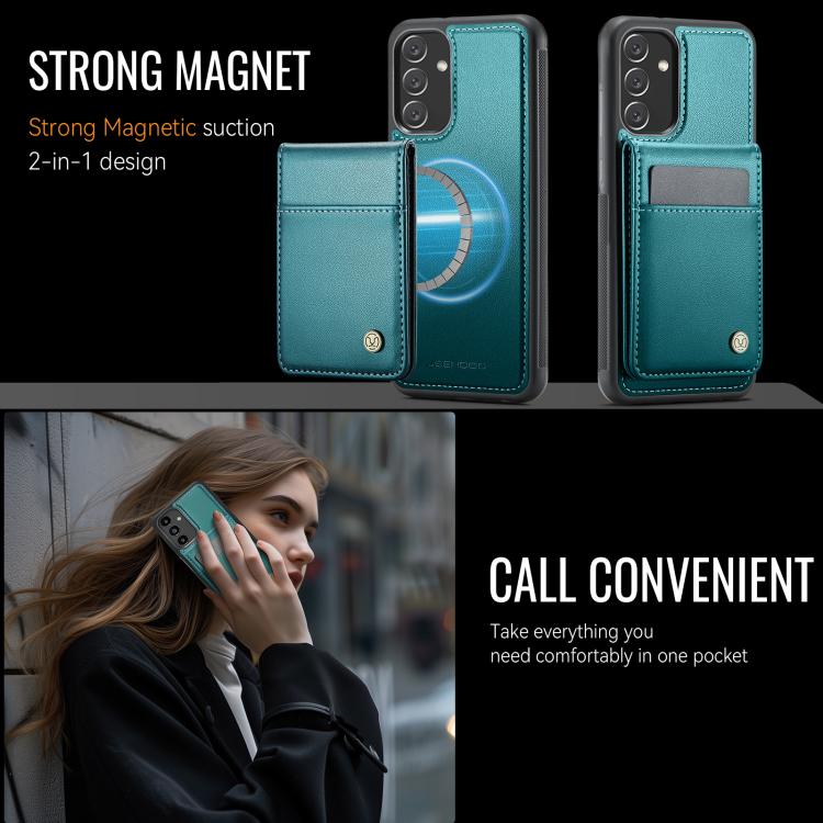 For Samsung Galaxy A34 5G JEEHOOD J06 British Style RFID MagSafe Card Bag PU Phone Case(Green) - Galaxy Phone Cases by JEEHOOD | Online Shopping UK | buy2fix